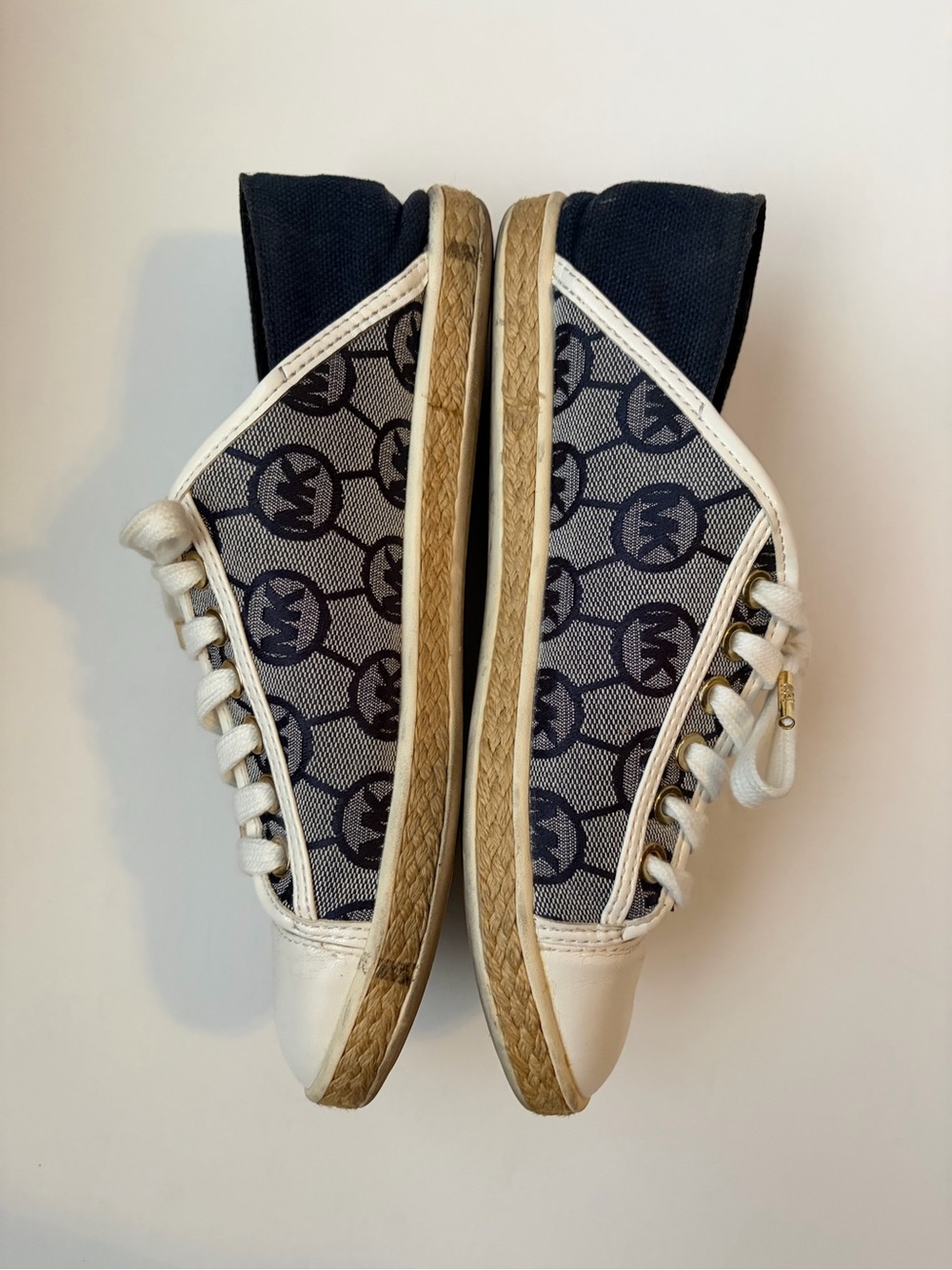 Michael Kors Kristy Slide Monogram Jacquard Ivory Denim Women’s Size 6 - Picture 4 of 11